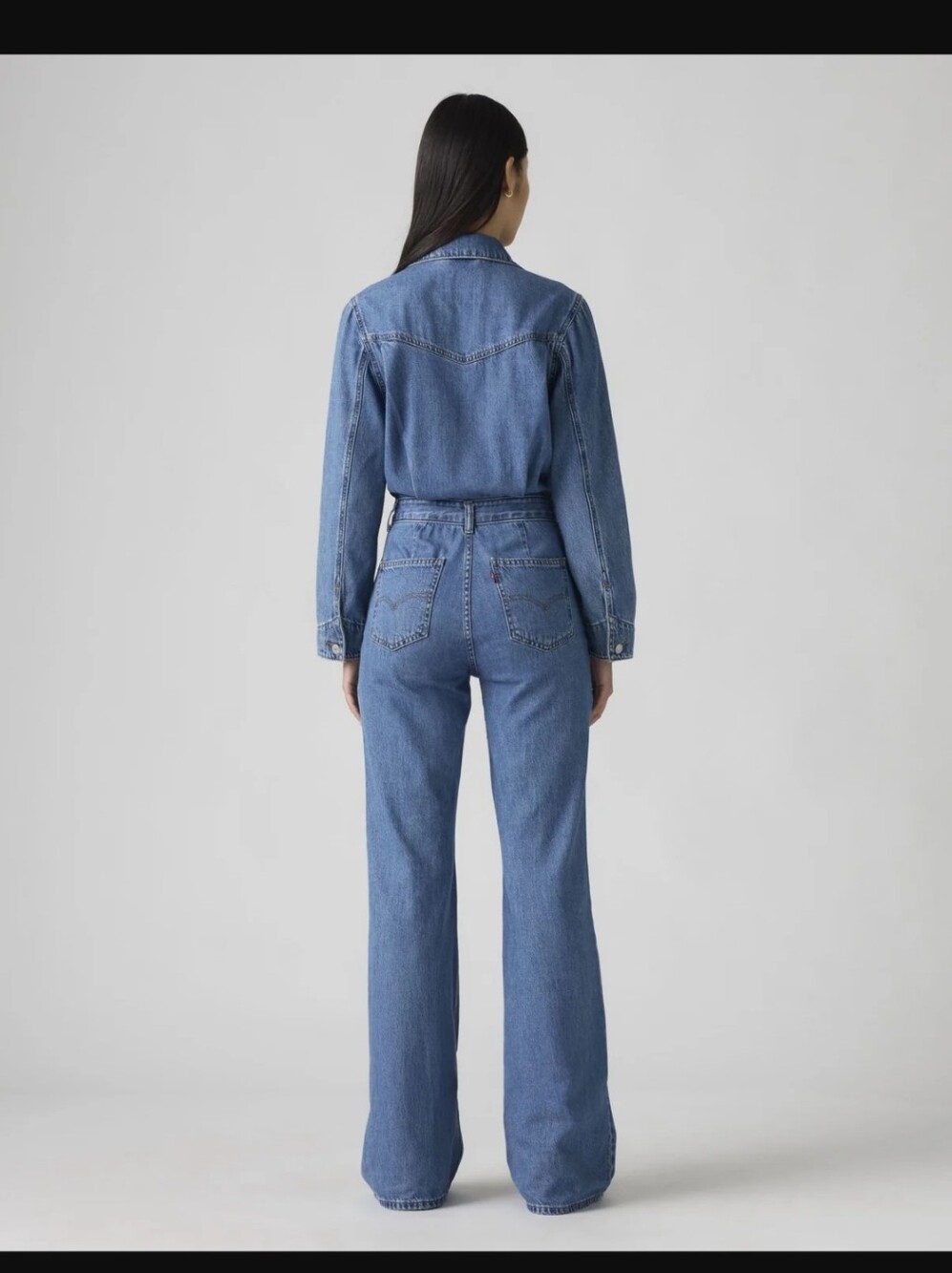 Levi's Western medium wash Cause and Effect long sleeve button front jumpsuit
